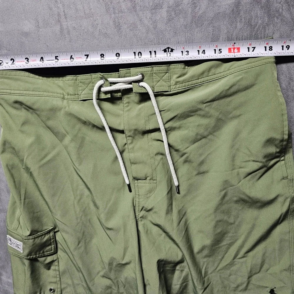 Polo Ralph Lauren‎ Olive Green Cargo Swim Trunks Board Shorts Mens XL Mesh Lined